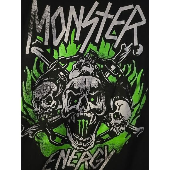 Monster Energy Screaming Skull Shirt Mens L Black Racing Streetwear Metal - Picture 2 of 5